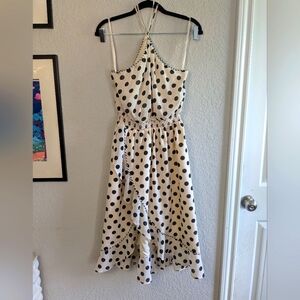 House Of Harlow 1960 x REVOLVE Midi Dress Split Halter Ruffle Polka Dot Cocktail